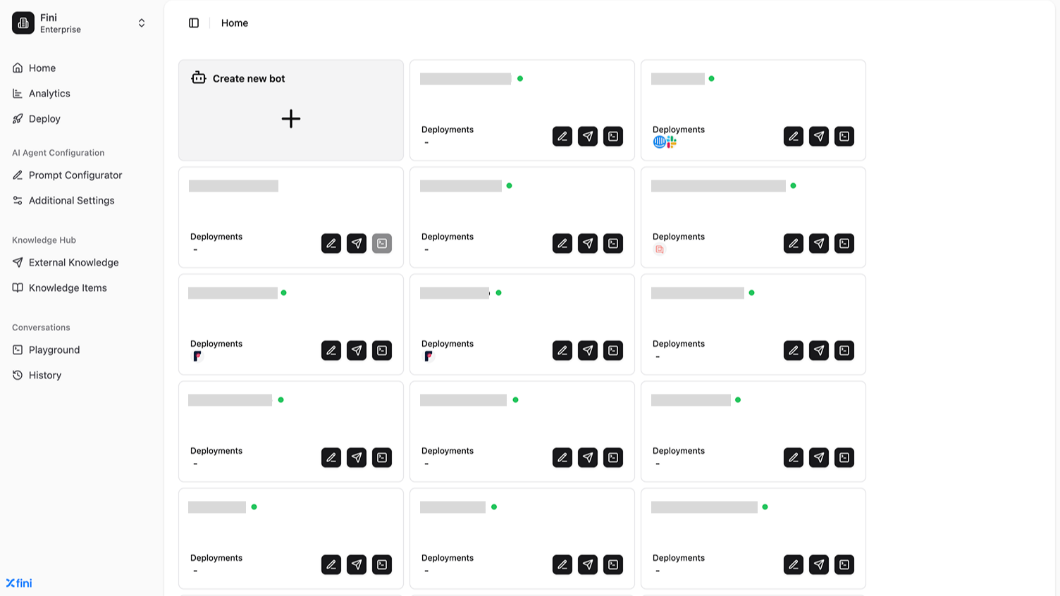 Create new bot in Home tab
